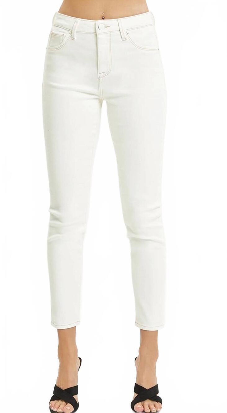 NEW RISEN high rise crop skinny pants in cream